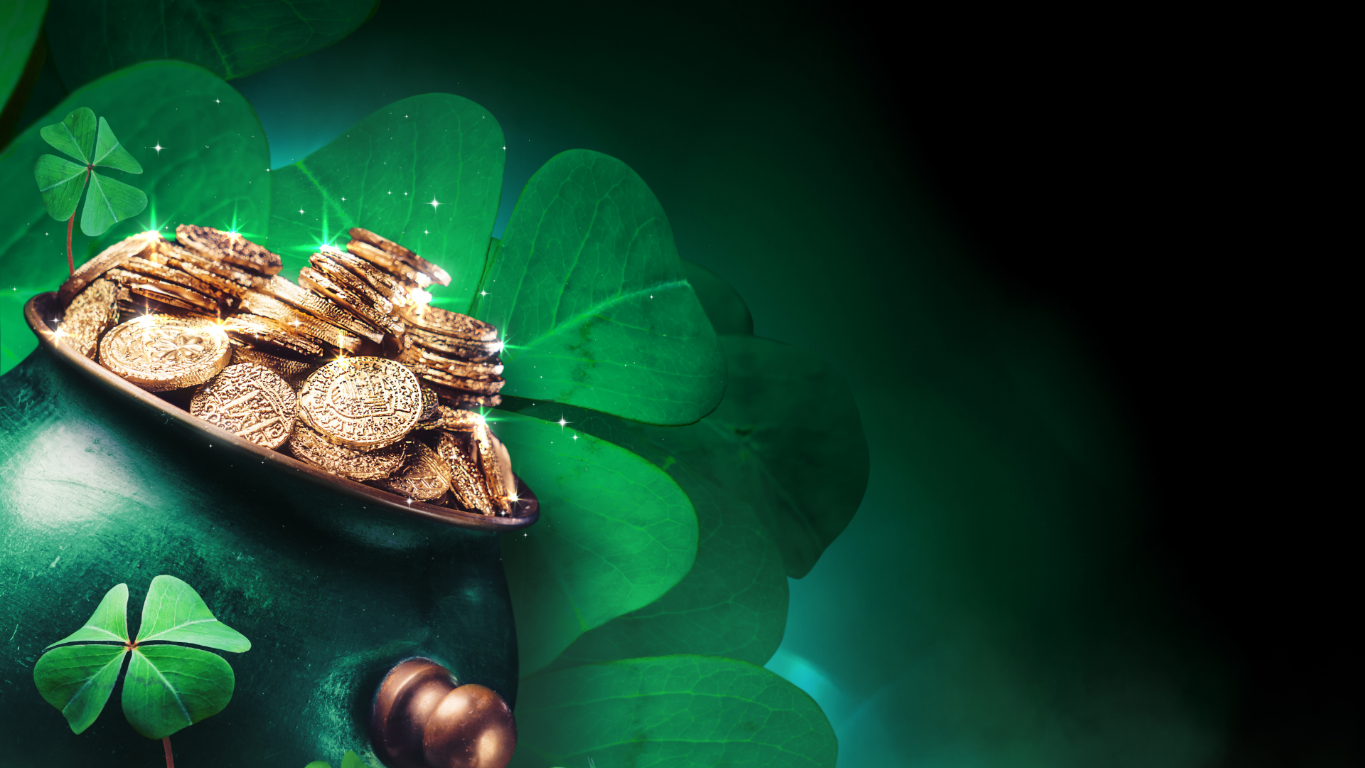 Clovers and pot of gold